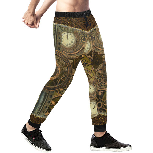 Steampunk clocks and gears Men's All Over Print Sweatpants (Model L11)