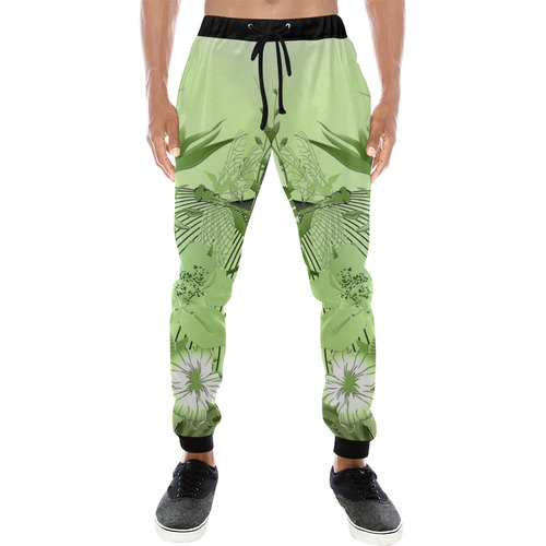 Soft green flowers with birds