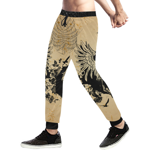 Awesome skull with crow Men's All Over Print Sweatpants (Model L11)