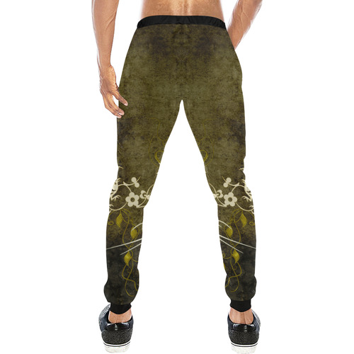 Flowers with birds, tribal Men's All Over Print Sweatpants (Model L11)