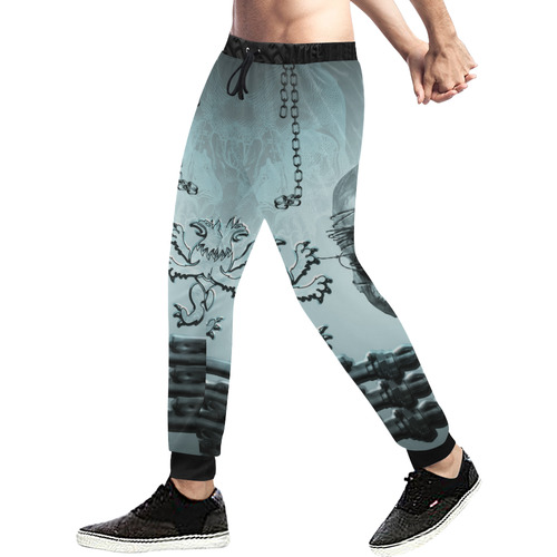 Scary skull with lion Men's All Over Print Sweatpants (Model L11)