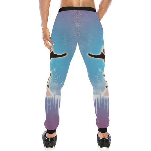 Snowboarding, snowflakes and ice Men's All Over Print Sweatpants (Model L11)