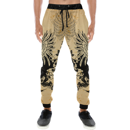 Awesome skull with crow Men's All Over Print Sweatpants (Model L11)