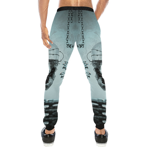 Scary skull with lion Men's All Over Print Sweatpants (Model L11)