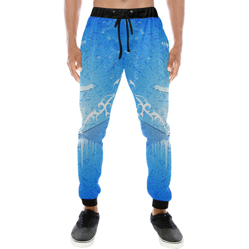 Snowboarder with snowflakes Men's All Over Print Sweatpants (Model L11)