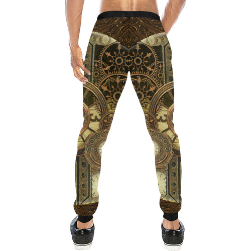 Steampunk clocks and gears Men's All Over Print Sweatpants (Model L11)