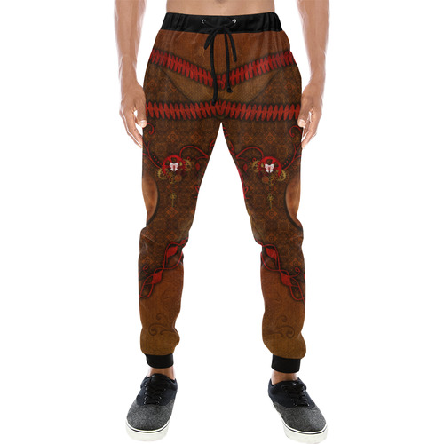 Steampunk heart with roses, valentines Men's All Over Print Sweatpants (Model L11)