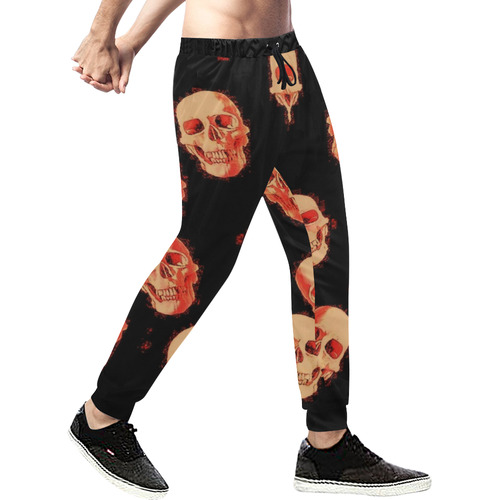 skulls orange by JamColors Men's All Over Print Sweatpants (Model L11)