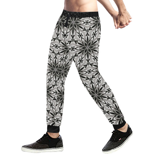 Stunning black and white 17B Men's All Over Print Sweatpants (Model L11)