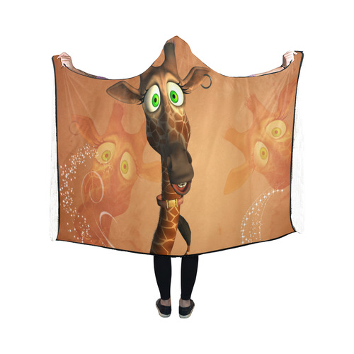 Funny, cute giraffe Hooded Blanket 50''x40''