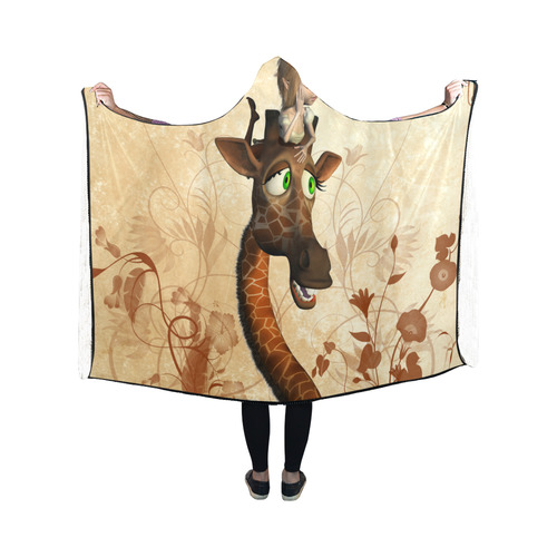 Funny, cute giraffe with fairy Hooded Blanket 50''x40''
