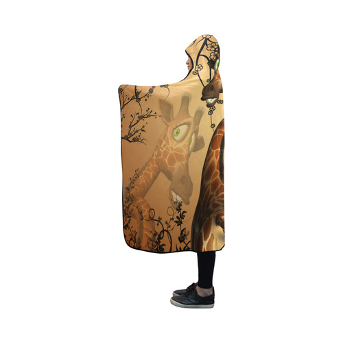 Cute giraffe in the fantasy wood Hooded Blanket 50''x40''