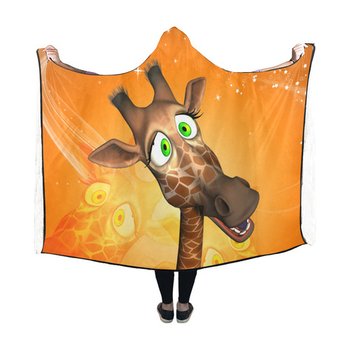 Cute, funny giraffe Hooded Blanket 60''x50''