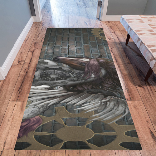 Steampunk, awesome steampunk horse with wings Area Rug 9'6''x3'3''