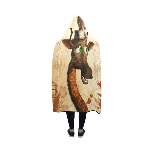 Funny, cute giraffe with fairy Hooded Blanket 50''x40''