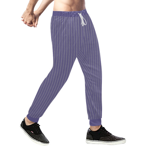 Ultra Violet Striped Pattern Men's All Over Print Sweatpants (Model L11)