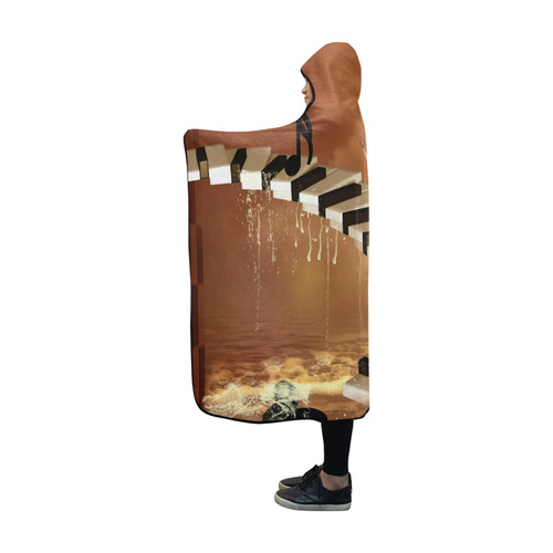 Little fairy dancing on the piano Hooded Blanket 60''x50''