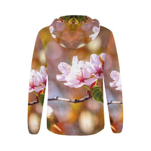 sakura cherry blossom flower spring flora pink All Over Print Full Zip Hoodie for Women (Model H14)