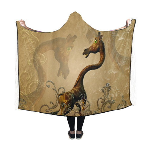 Little frightened giraffe Hooded Blanket 60''x50''