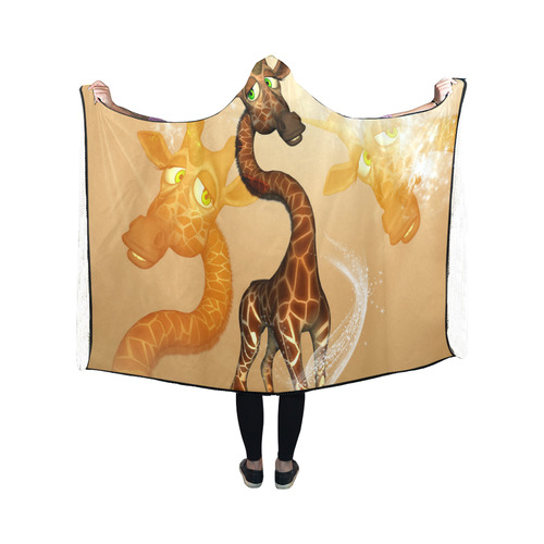 Cute unicorn giraffe Hooded Blanket 50''x40''