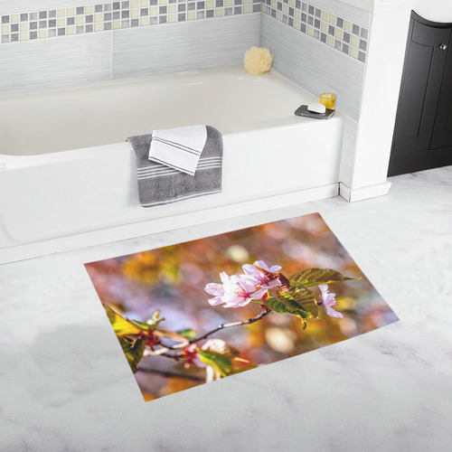 sakura cherry blossom flower spring flora pink Bath Rug 20''x 32''