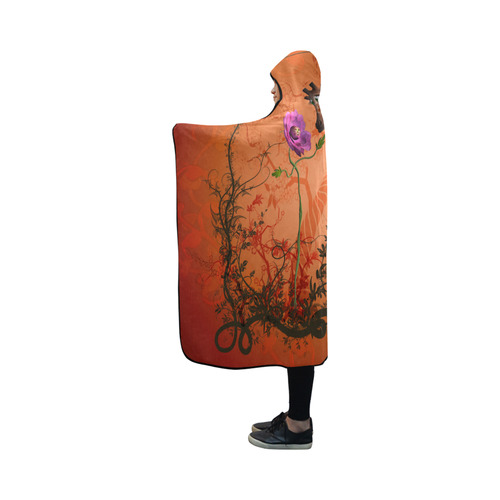 Funny giraffe speak with a flower Hooded Blanket 50''x40''