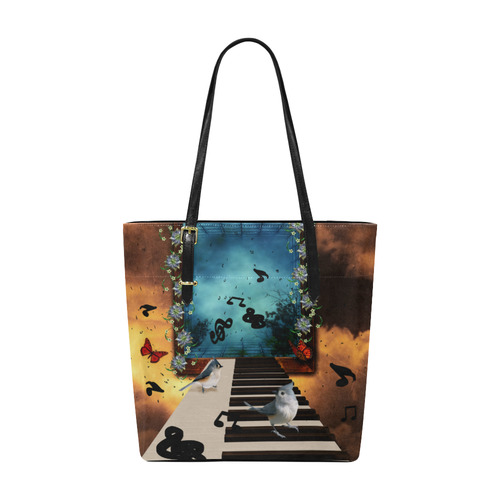 Music, birds on a piano Euramerican Tote Bag/Small (Model 1655)