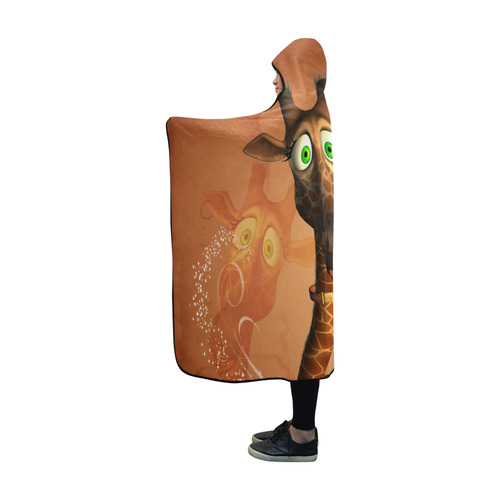 Funny, cute giraffe Hooded Blanket 60''x50''