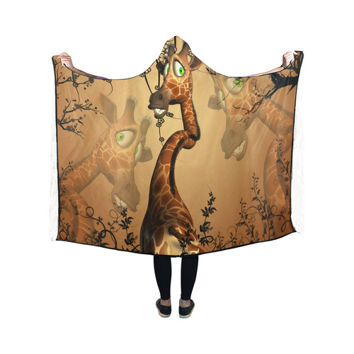 Cute giraffe in the fantasy wood Hooded Blanket 50''x40''