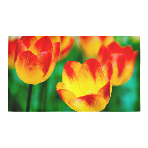 tulip flower flora red yellow green color spring Bath Rug 16''x 28''