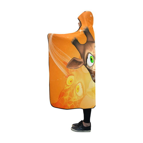 Cute, funny giraffe Hooded Blanket 60''x50''