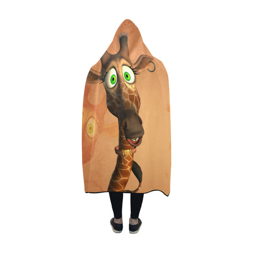 Funny, cute giraffe Hooded Blanket 60''x50''