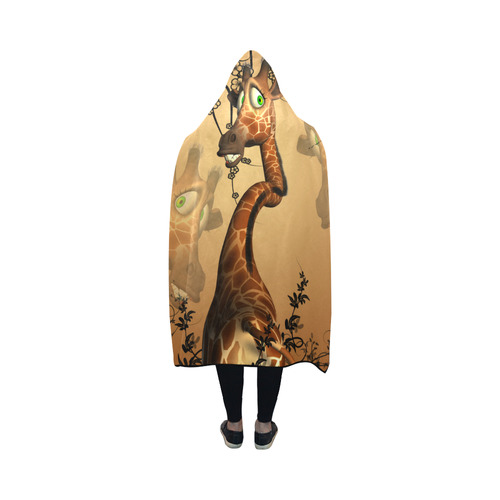 Cute giraffe in the fantasy wood Hooded Blanket 50''x40''