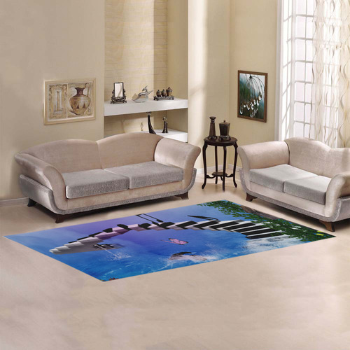 Music, piano on the beach Area Rug 9'6''x3'3''