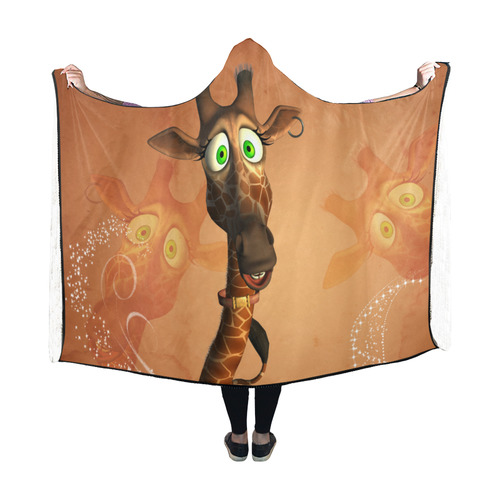 Funny, cute giraffe Hooded Blanket 60''x50''