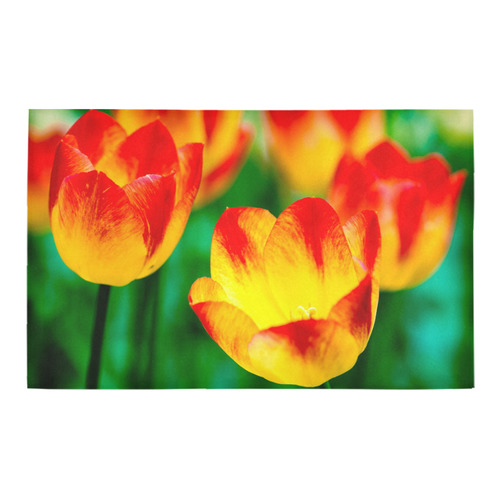 tulip flower flora red yellow green color spring Bath Rug 20''x 32''