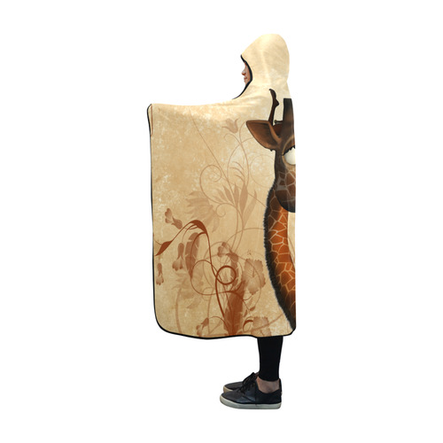 Funny, cute giraffe with fairy Hooded Blanket 60''x50''