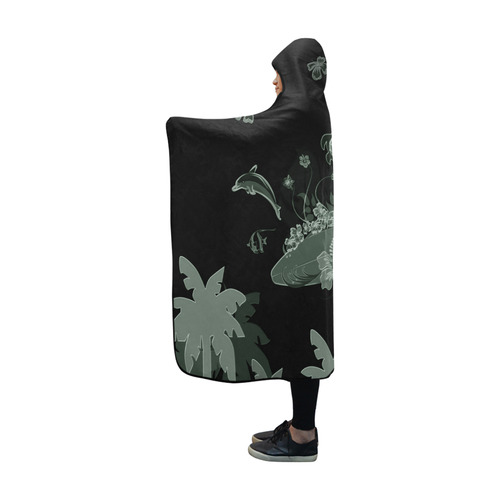 Playing dolphin Hooded Blanket 60''x50''