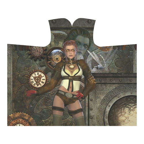 Awesome steampunk lady Hooded Blanket 60''x50''