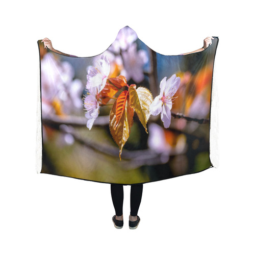 sakura tree flower flora spring blossom cherry Hooded Blanket 50''x40''