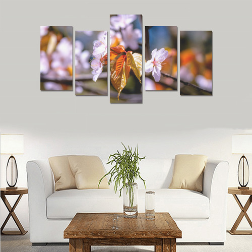 sakura tree flower flora spring blossom cherry Canvas Print Sets E (No Frame)