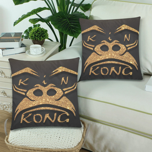 kinkong pilow Custom Zippered Pillow Cases 18"x 18" (Twin Sides) (Set of 2)