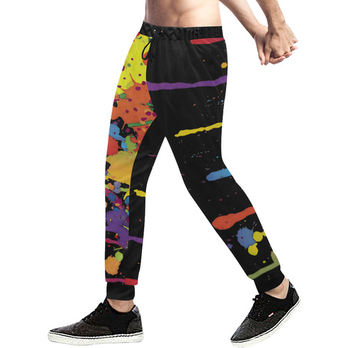 Crazy multicolored running SPLASHES Men's All Over Print Sweatpants (Model L11)