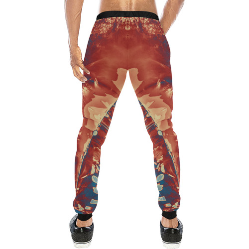 Abstract Fractal Painting - dark red blue beige Men's All Over Print Sweatpants (Model L11)