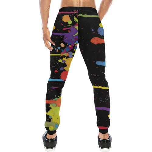 Crazy multicolored running SPLASHES Men's All Over Print Sweatpants (Model L11)