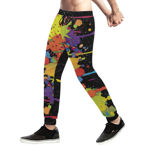 Crazy multicolored running SPLASHES Men's All Over Print Sweatpants (Model L11)