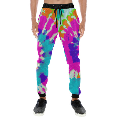 Power Spiral Batik pink blue purple orange Men's All Over Print Sweatpants (Model L11)