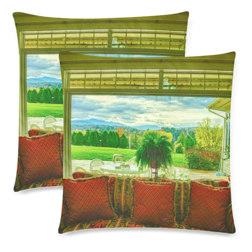 Pillows 18 x 18 Zippered Garden View from Living Room by Tell3People Custom Zippered Pillow Cases 18"x 18" (Twin Sides) (Set of 2)