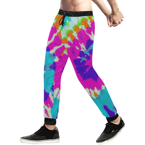 Power Spiral Batik pink blue purple orange Men's All Over Print Sweatpants (Model L11)