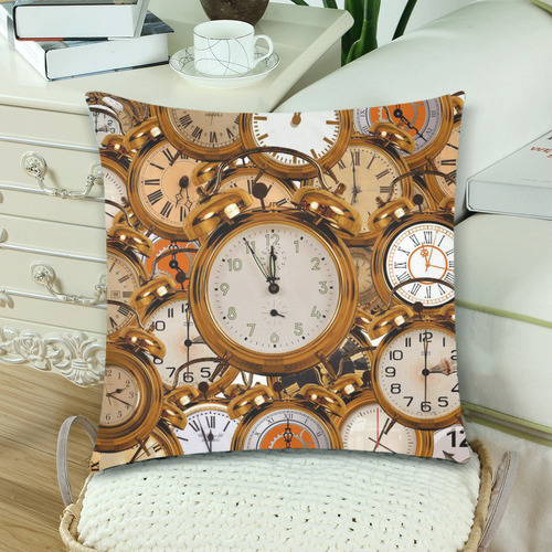 Pillows 18 x 18 Time Clocks Watches by Tell3People Custom Zippered Pillow Cases 18"x 18" (Twin Sides) (Set of 2)